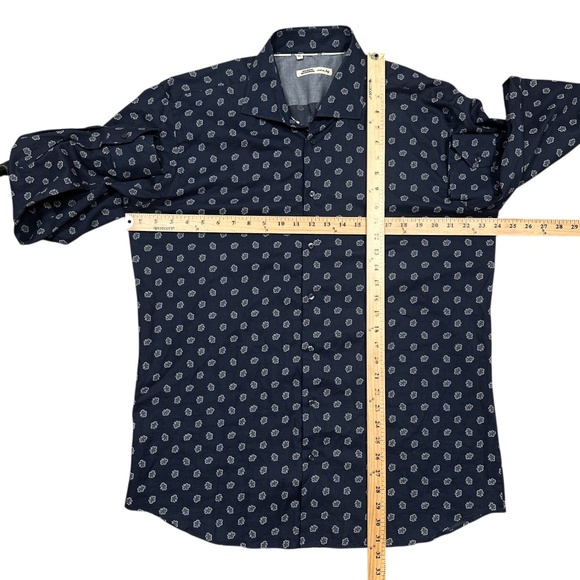 Maurizio Baldassari Soft Cotton Herringbone Floral Leaf Button Shirt Mens XL - Picture 9 of 9